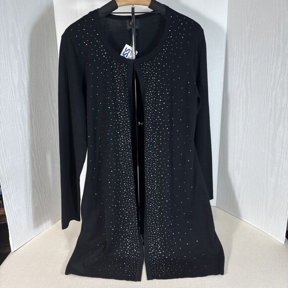 JM Collection Embellished Open Cardigan Sweater Rayon Blend - Picture 3 of 16